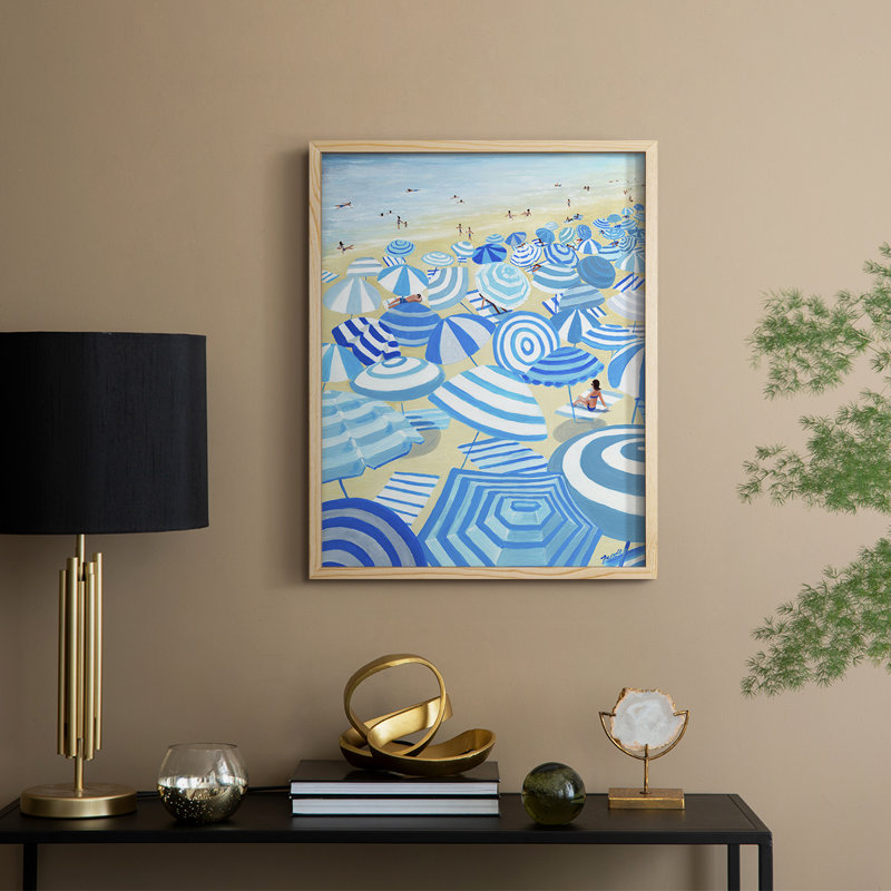 Sky Blue Beach Framed Print - Solid Wood, 11" H x 9" W
