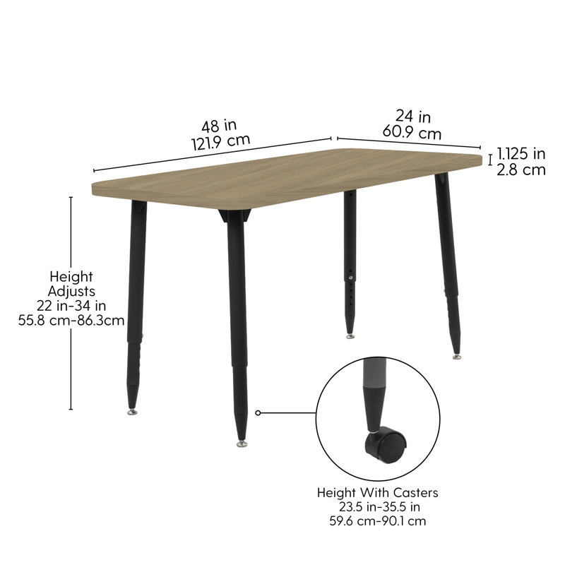Table d'activité Adapte 24 x 36, 24 po x 48 po, Chêne Pasadena / noir