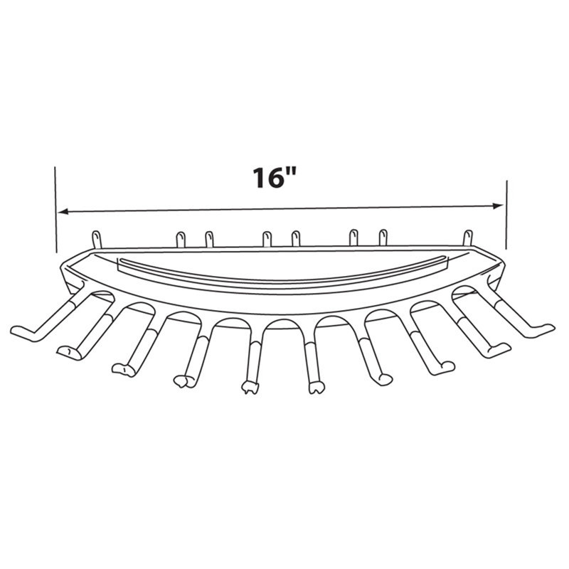Collier à dix crochets pour panneau perforé ou à lattes. Dimensions totales: l 16 po x P 6,25 po, paquet de 4