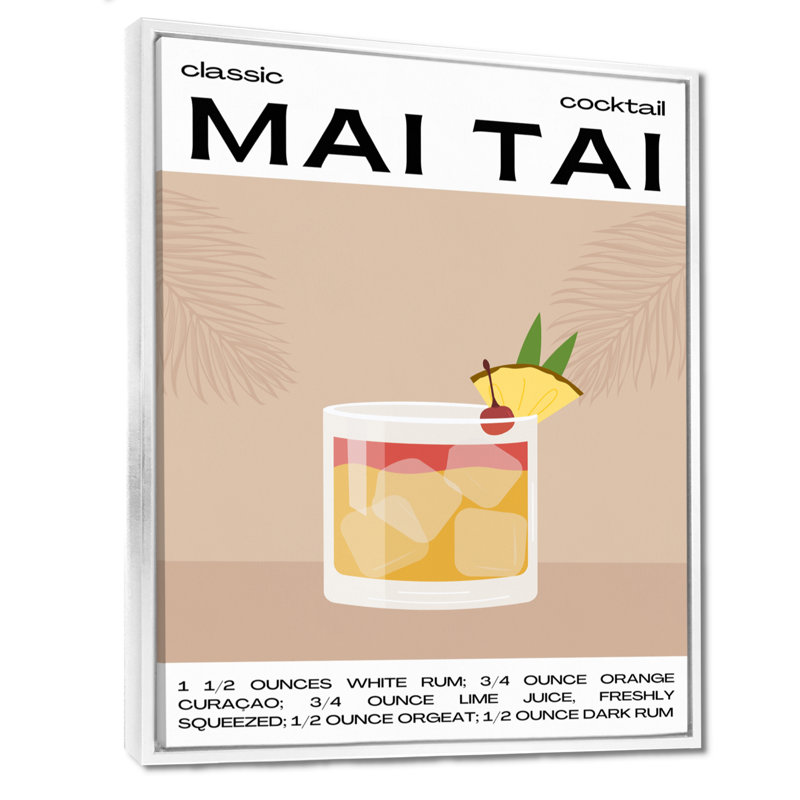 Décoration murale classique «Mai» - Décoration murale cocktails, Cadre flottant blanc, H 32 po x l 24 po