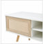 Meuble télé 55,25 po en rotin, portes coulissantes doubles pour le rangement, tablette réglable, pieds en bois massif, console télé pour le salon-1417363438