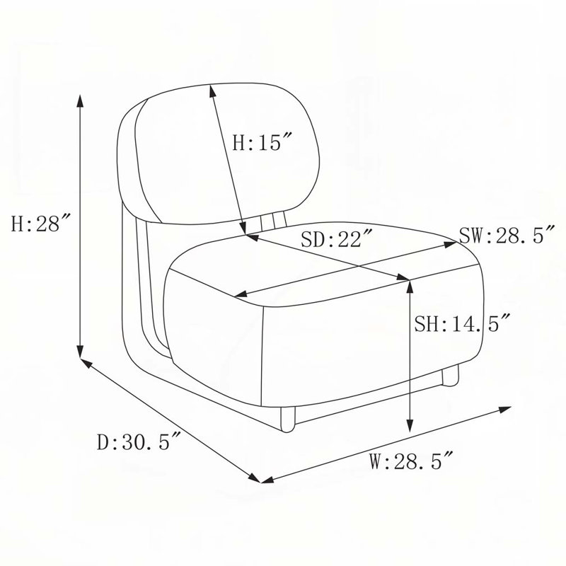 Fauteuil d'appoint rembourré sans accoudoirs