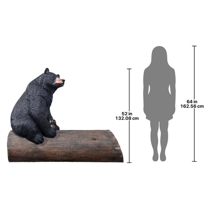 Black Bear on a Log Sculptural Bench
