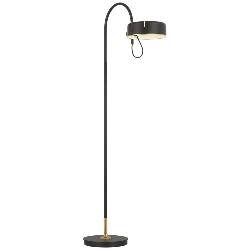 Thomas O'Brien Oso 58" Articulating Reading Floor Lamp with Modern Shade, Modern Iron/Hand-Rubbed Antique Brass, Iron