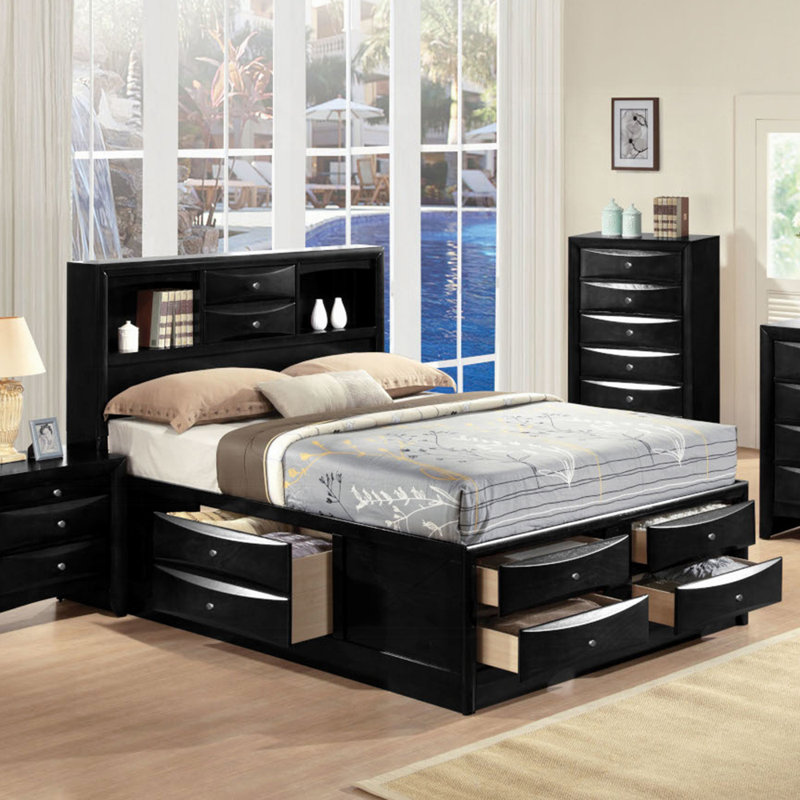 Lit double avec rangement Ireland, Double XL, Noir