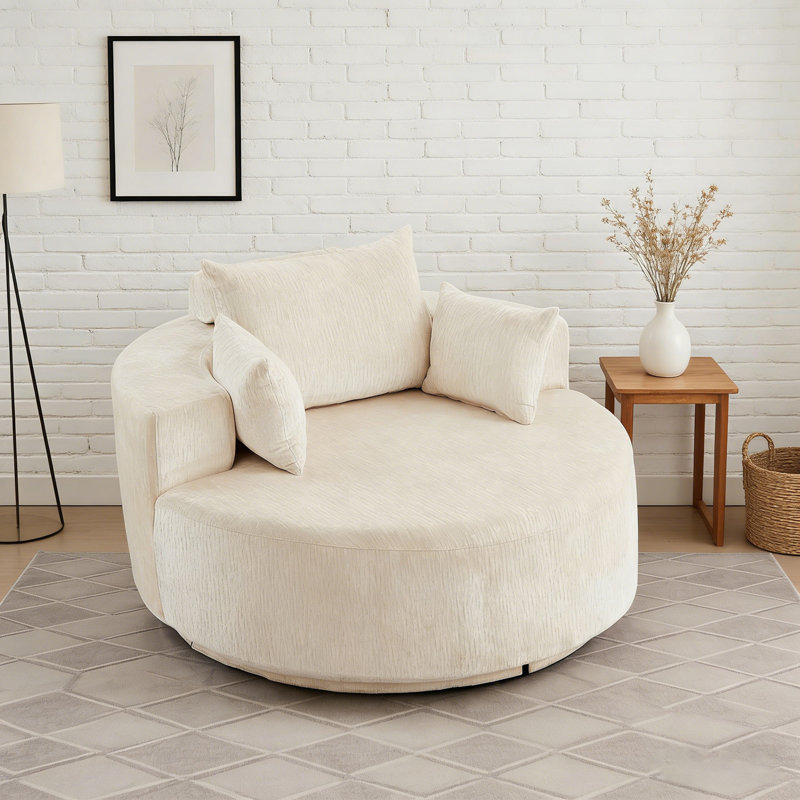 Canapé simple pivotant rembourré, Chenille beige foncé