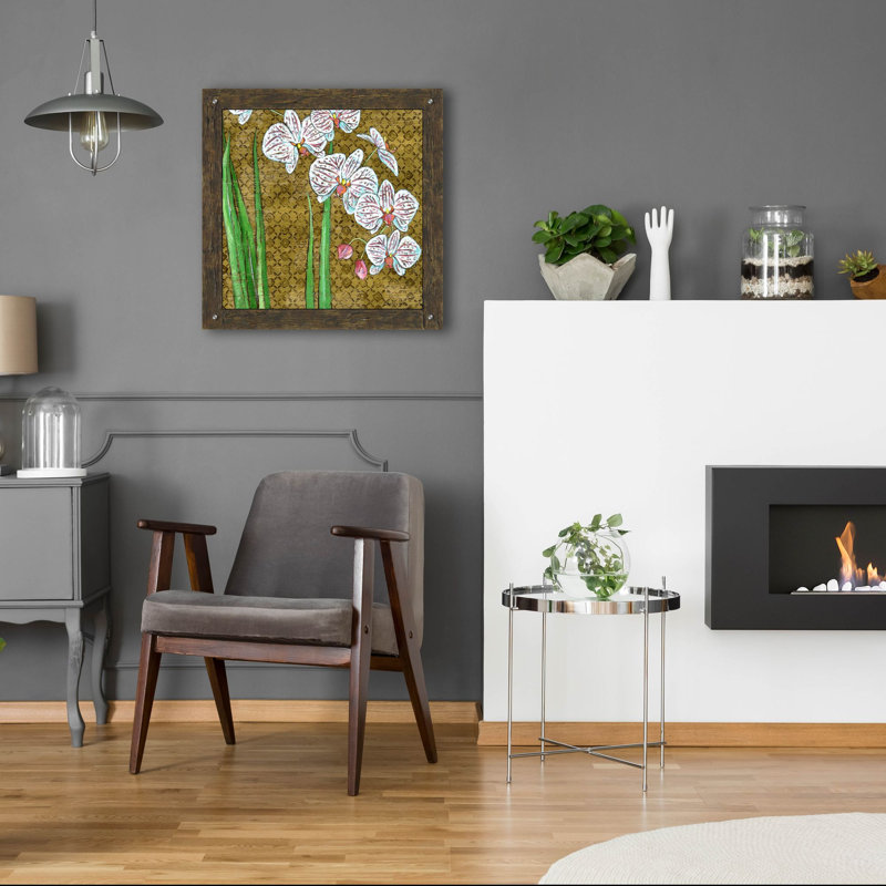 Art mural en verre épique «Exotic Garden 2» par Chariklia Zarris, 24 po x 24 po, H 24 po x l 24 po