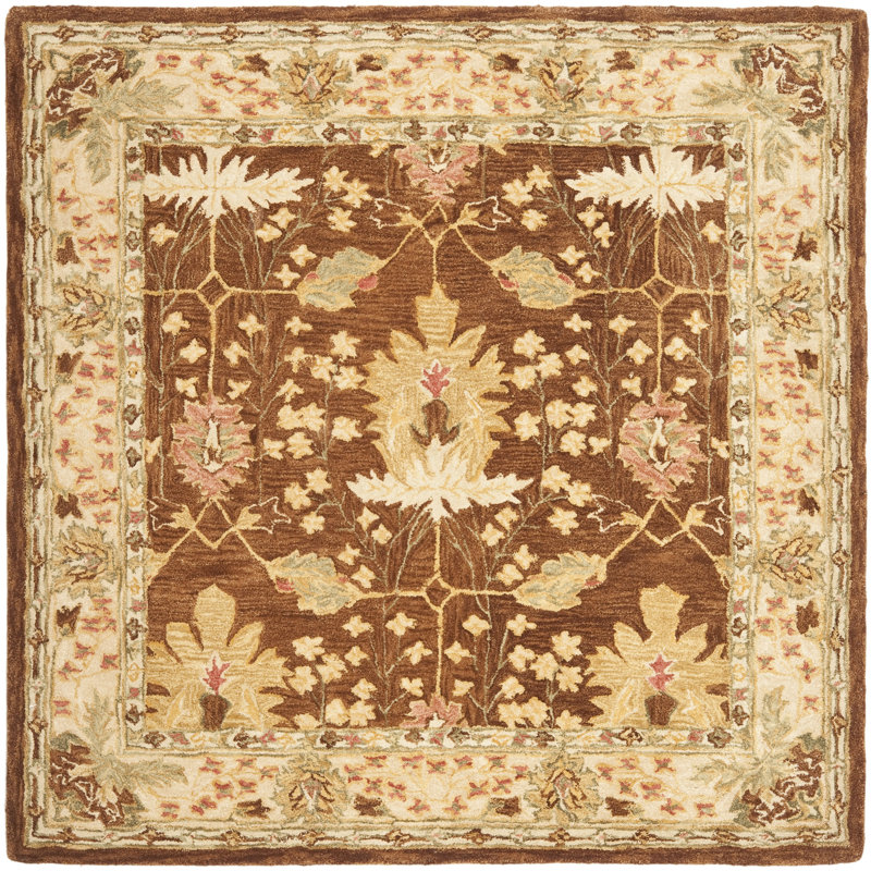 Tapis oriental en laine touffeté à la main Tingley, Carré 6 pi