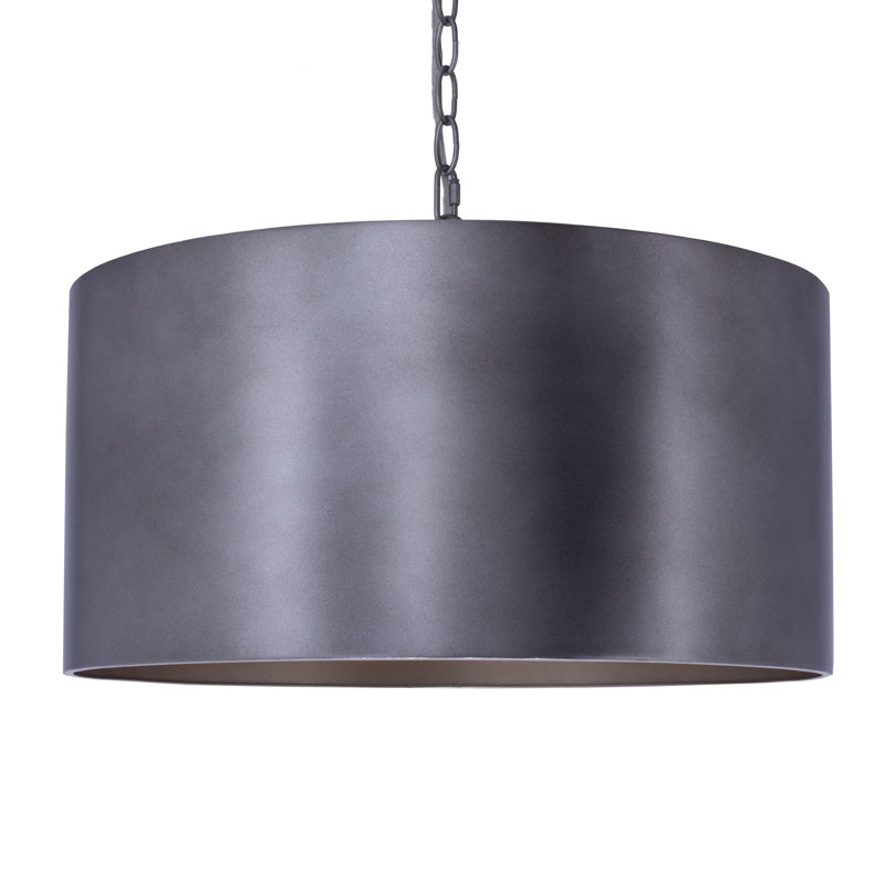 Luminaire suspendu tambour 1 lumières unique Harlan, Argent bruni