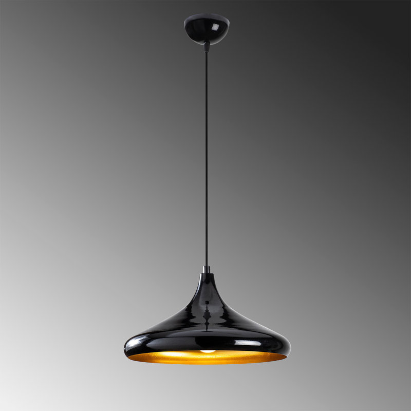Luminaire suspendu en dome à 1 lumière, Noir