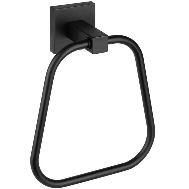 Anneau à serviettes noir mat pour salle de bain