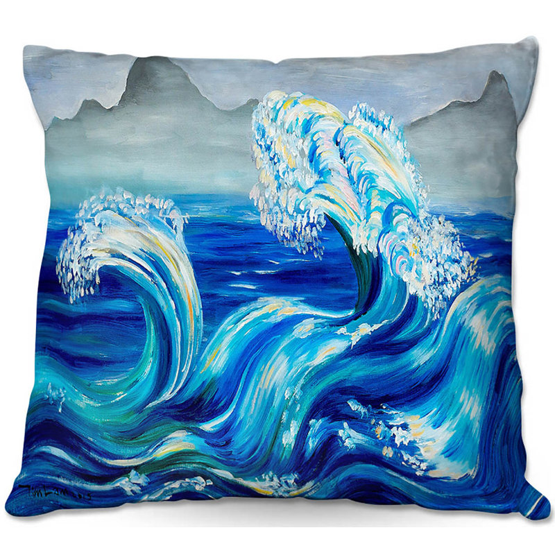  Coussin Couch Waves Mountains, 16 po x 16 po