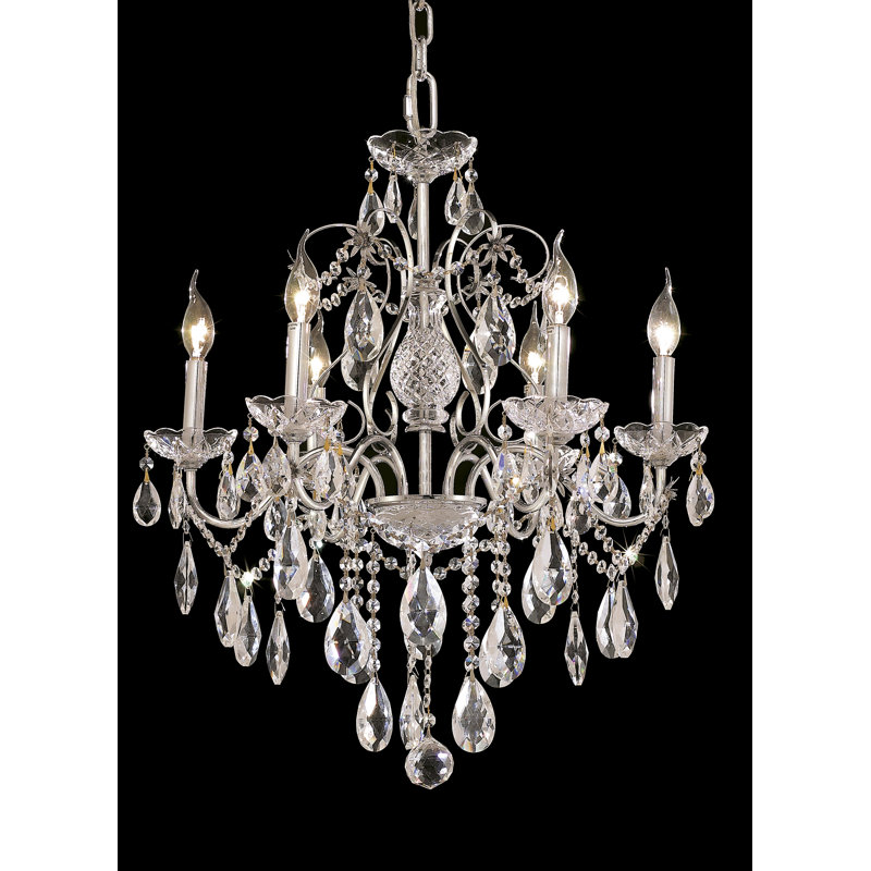 Dagmar 6 - Light Glass Classic / Traditional Chandelier, Chrome, Royal Cut