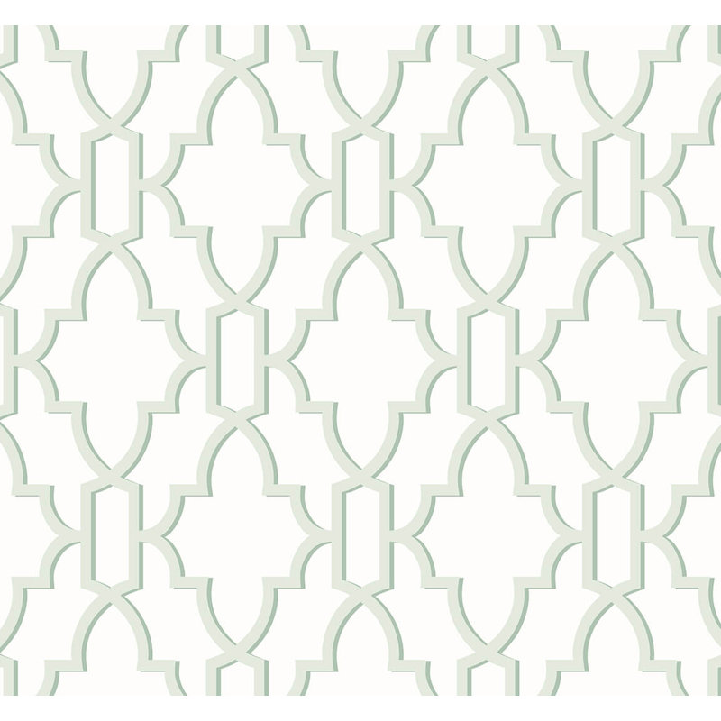 Luxe Haven Coastal Lattice 18' L x 27" W Smooth Peel and Stick Wallpaper Roll, Seaglass