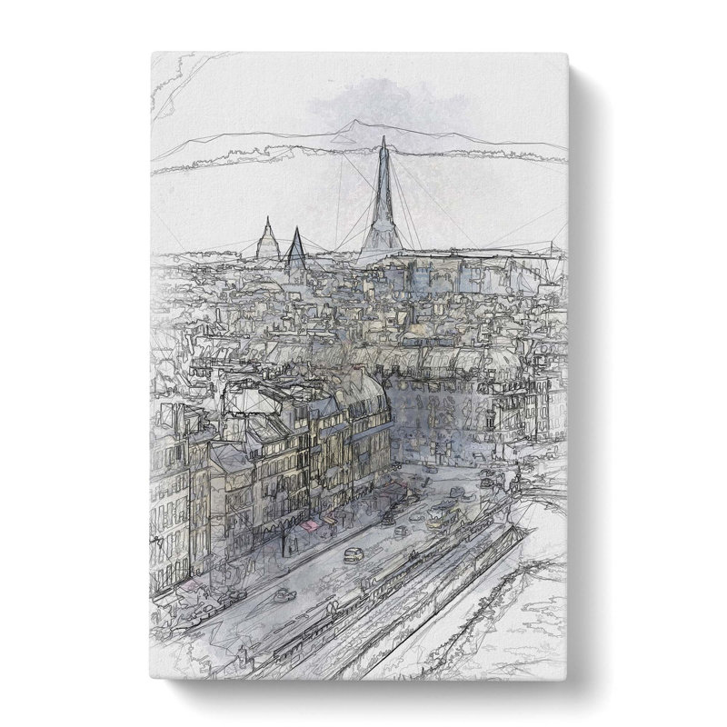 View Of The Eiffel Tower In Paris France - Wrapped Canvas Print, 50cm H x 35cm W x 3cm D