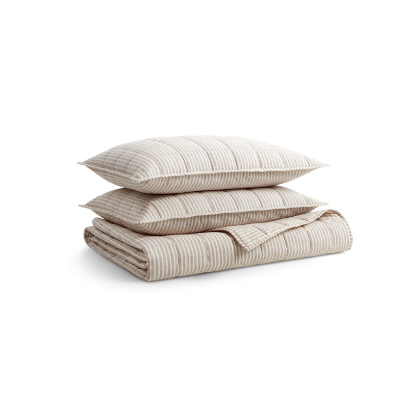 Canfield Striped Quilt Set, Tomato, Queen Quilt + 2 Queen Shams