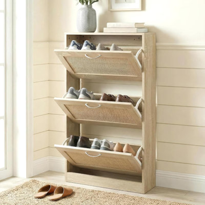 Rattan 3 Tier Shoe Storage