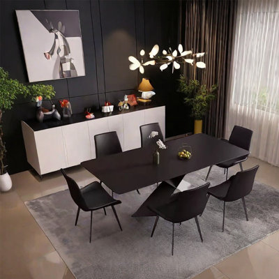 Minimalist Black Rock Plate Dining Table