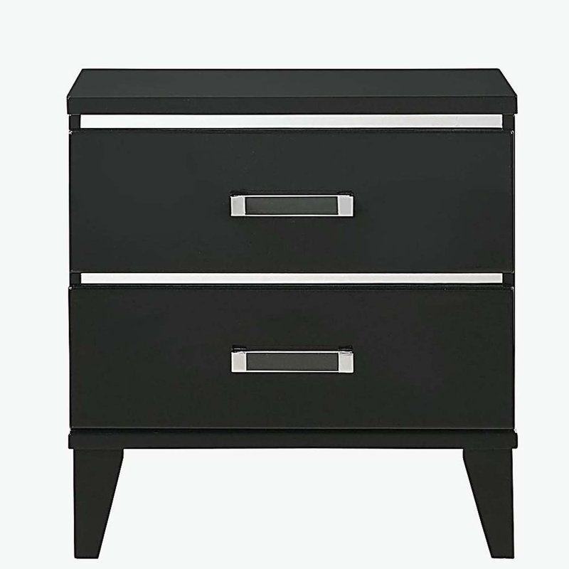 Black 2-Drawer Nightstand