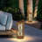 Stylish Solar Wicker Floor Lamp, 23 cm Diameter x 17.7 inches Height | IP65 Waterproof, 1 x 2 4W LED (3000K, 80 Lm) | Elegant Oak and Black Design, Perfect for Indoor & Outdoor Ambiance Lighting
