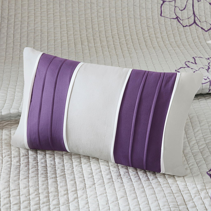 Ensemble de literie pour lit double / grand avec courtepointe en coton mauve et coussins à rabat 6 pièces