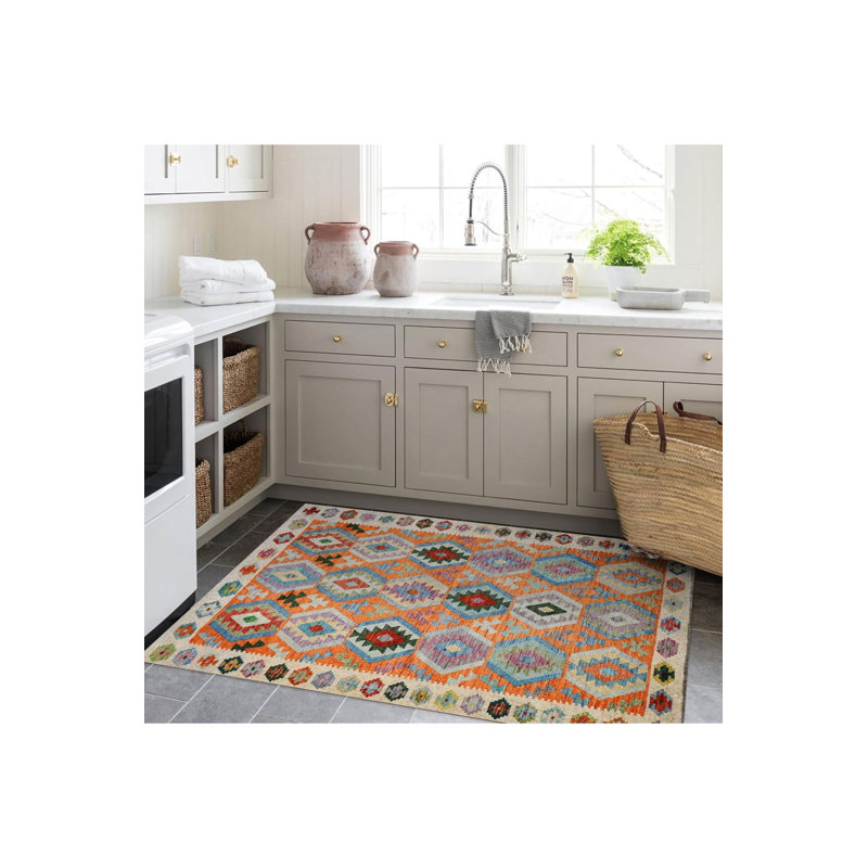 Tapis scandinave multicolore, Sous-tapis rectangulaire 2 pi 6 po x 4 pi 11 po