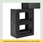 Ensemble de meuble-lavabo de coin avec tabouret de rangement rembourré et station de charge, bureau de maquillage triangulaire avec armoire latérale amovible, bureau de coiffeuse en verre avec tiroir et tablette, noir-1208407186