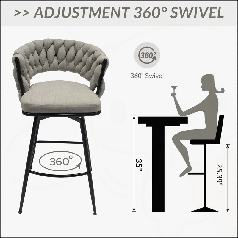 Tabourets de comptoir Gunnar, Gris, Tabouret de bar (siège d'une hauteur de 28,35 po)