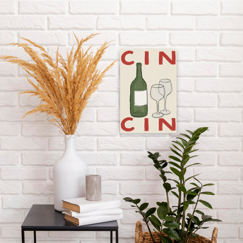 Cin Cin Wine Toast Contemporary Wall Art Print 1 Piece Wrapped Canvas Wall Art, 45.72cm H x 30.48cm W