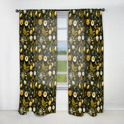 Boho Botanical Garden I - Floral Curtain - Velvet Room Darkening - 1 Panel