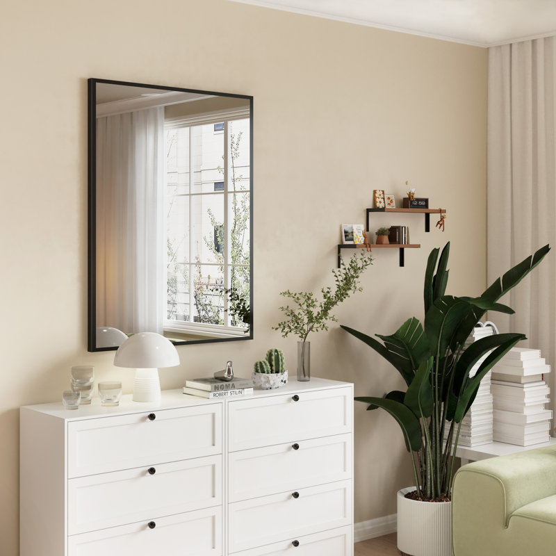 Miroir d'appoint Lesamuel, Noir mat, Rectangulaire, 24 po x 32 po