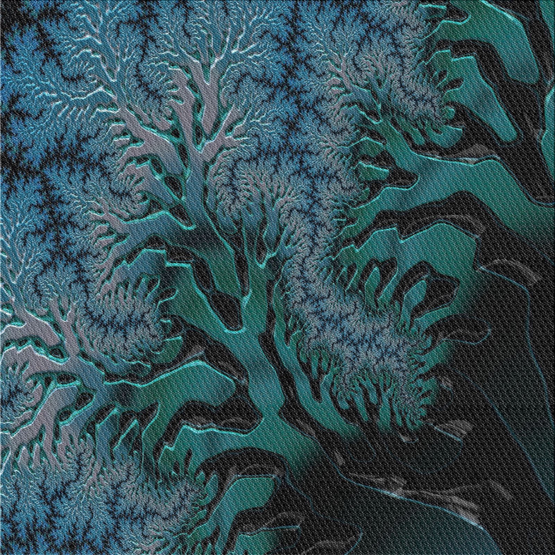 Tapis noir/vert/bleu, Carré 8 pi