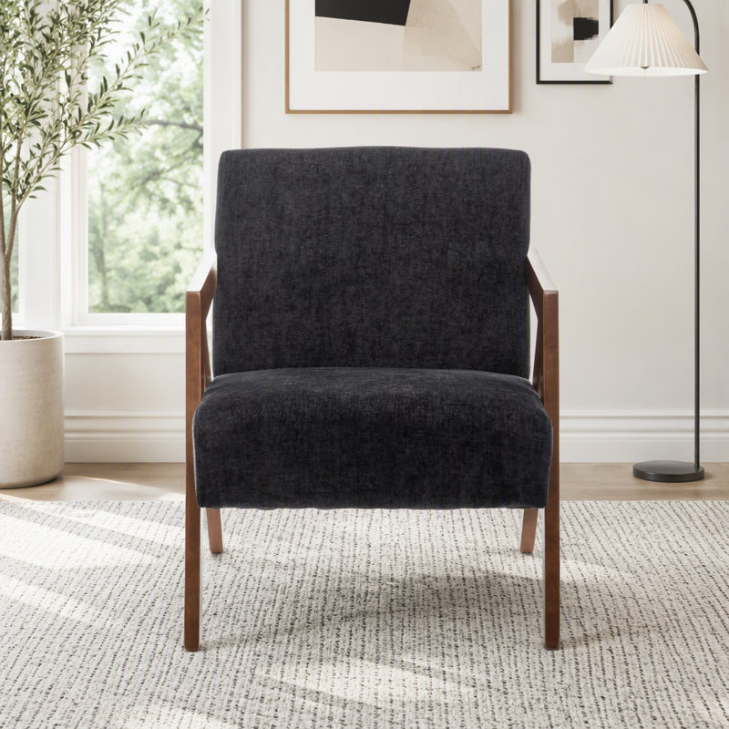 Fauteuil Mid-Century, Chenille noir