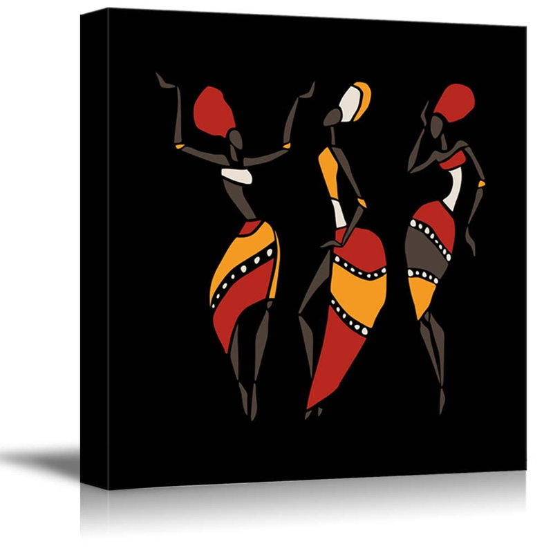 Silhouette de danseurs afro-américains sur fond noir, H 16 po x l 16 po