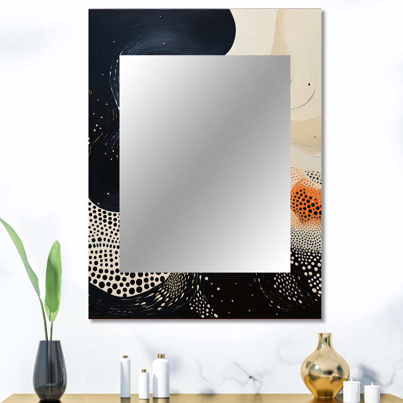 Deep Marine Scenes Modern Collage I - grand miroir mural corail, miroir unique beige, impression d'art en métal