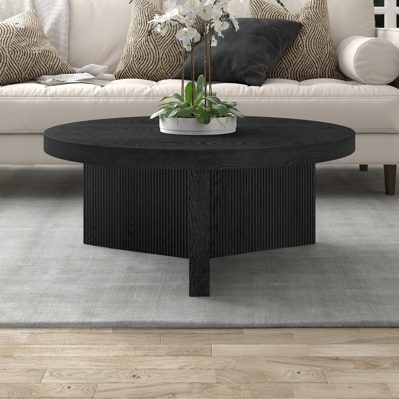 Adione Pedestal Coffee Table, Black Grain