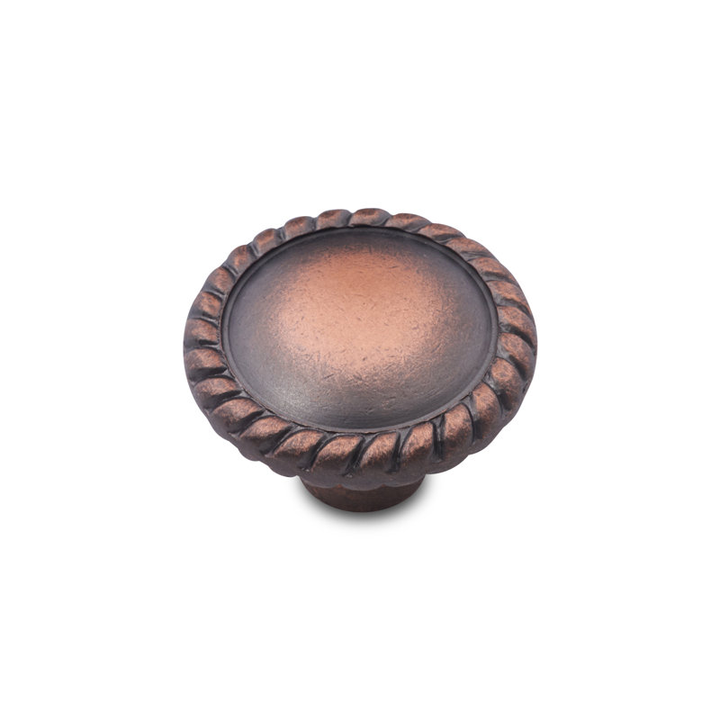 Poignée champignon 1 1/4 po avec bord cordé CK Series, Distressed Copper