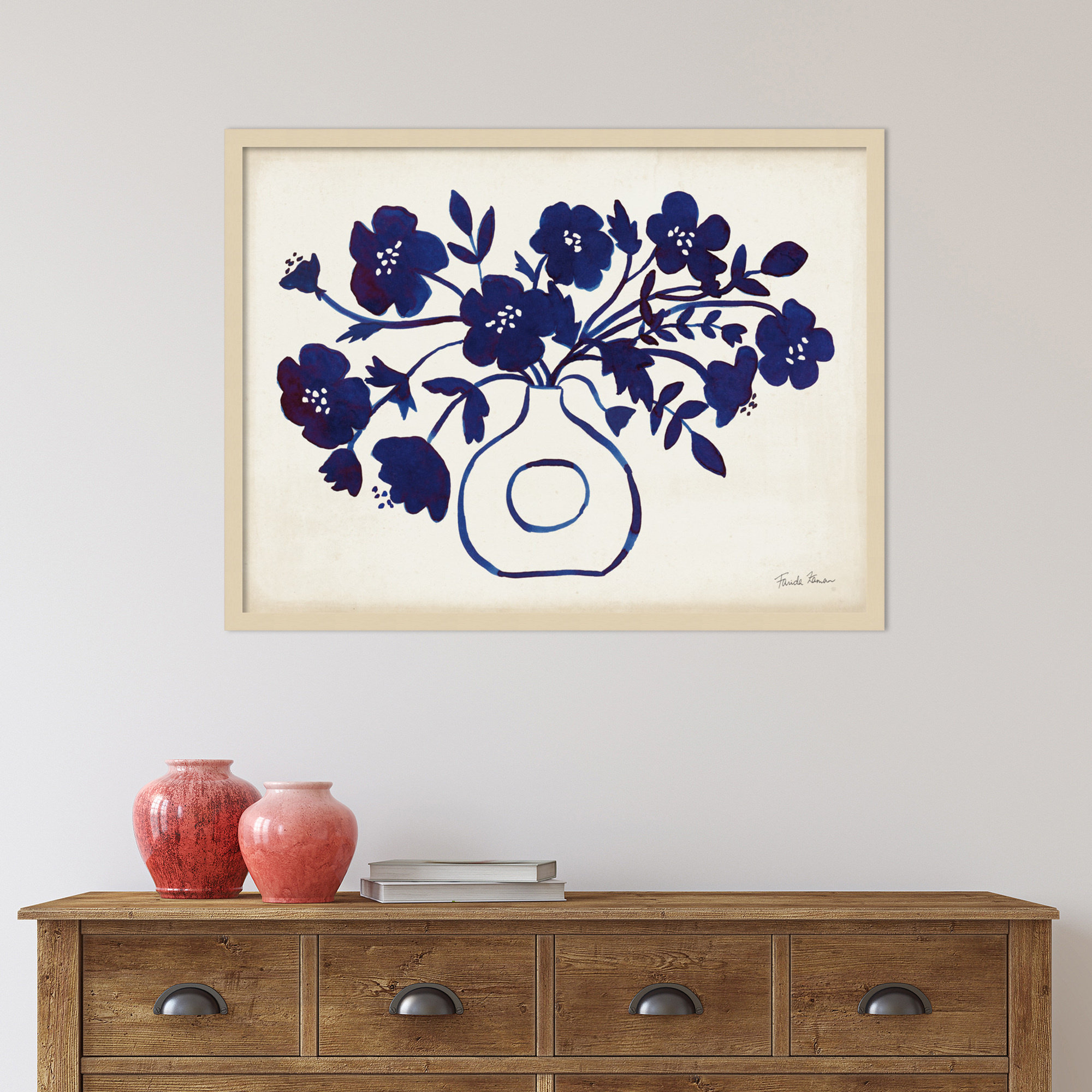 Modern Blue by Farida Zaman, 25" H x 33" W x 1" D, Brown