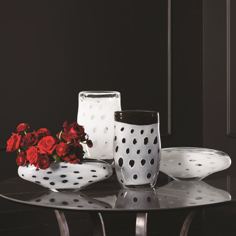 Netted Handmade Glass Table Vase, White