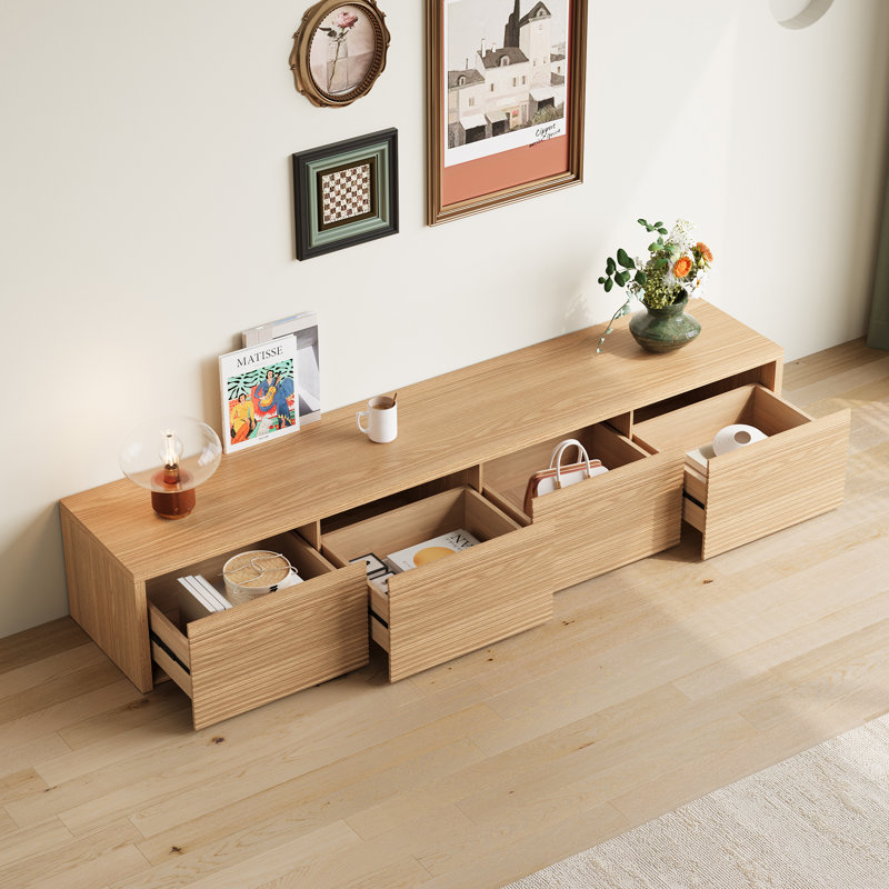 Nordic Style 79'' Long Wooden Tv Stand With 4 Drawers, Large Storage Media Console For Living Room