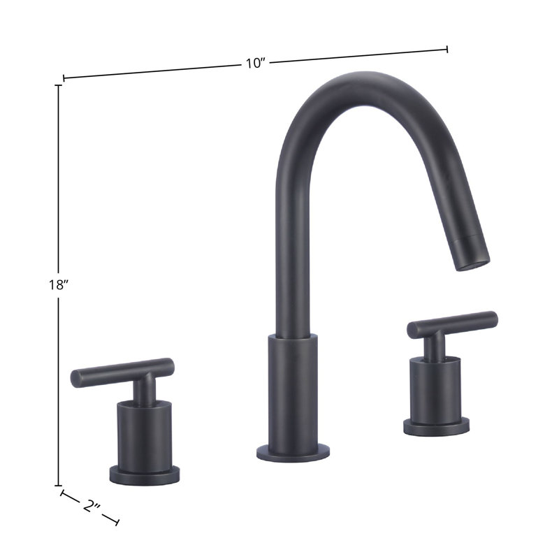 DAX Round Two Handle Brass Bathroom Faucet, Matte Black
