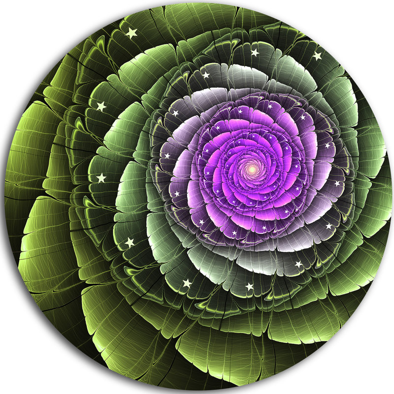 «Lush Green and Purple Fractal Flower», impression sur métal, H 36 po x l 36 po x P 1 po