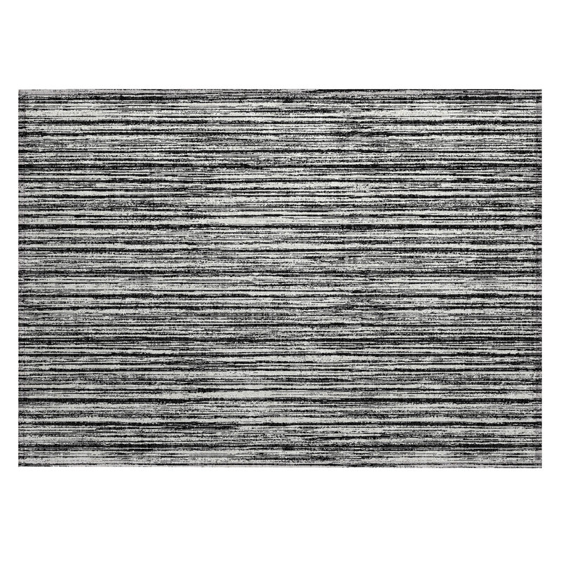 Machine Washable Indoor/Outdoor Chantille ACN760 StripesRug, 1'8" x 2'6", Black