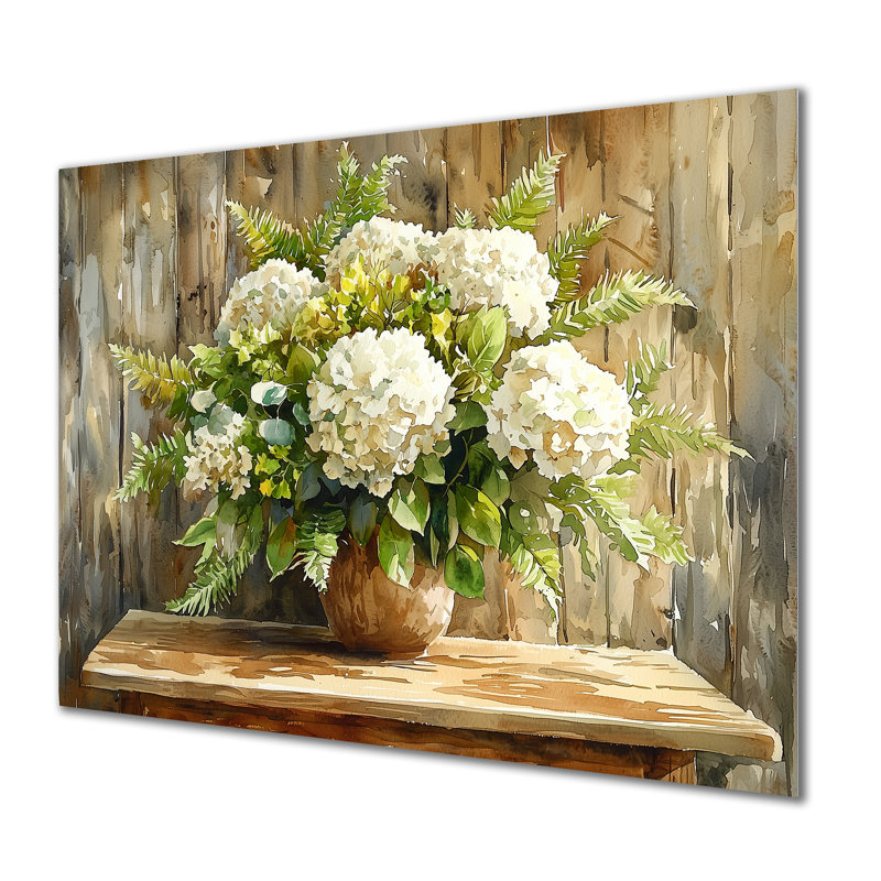 «Barnyard Beauty Bouquet Of Hydrangea II», reproduction d'art traditionnelle en métal, art mural en métal Hydrangea