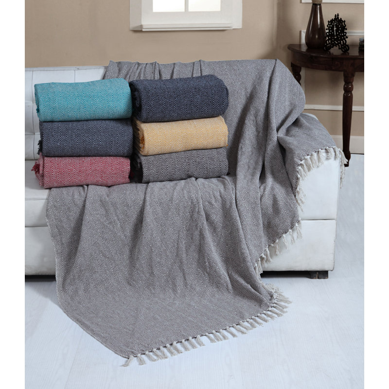 Mcmath Plain Weave / Muslin Throw Blanket, 229cm x 254cm, Red Natural