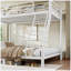 Lit superposé simple au-dessus de grand lit simple en métal pour adolescents et adultes, peu encombrant, sans bruit de sommier, blanc