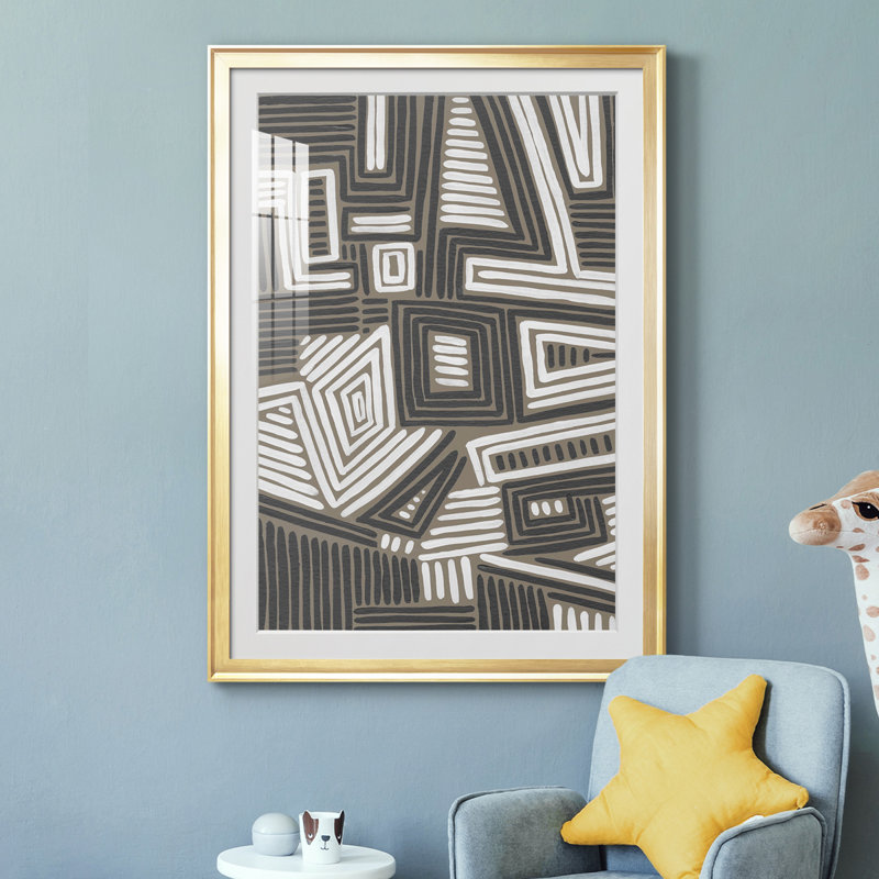 Abstract Maze II - reproduction de cadre photo, H 30,5 po x l 22,5 po x P 1 po, Cadre doré