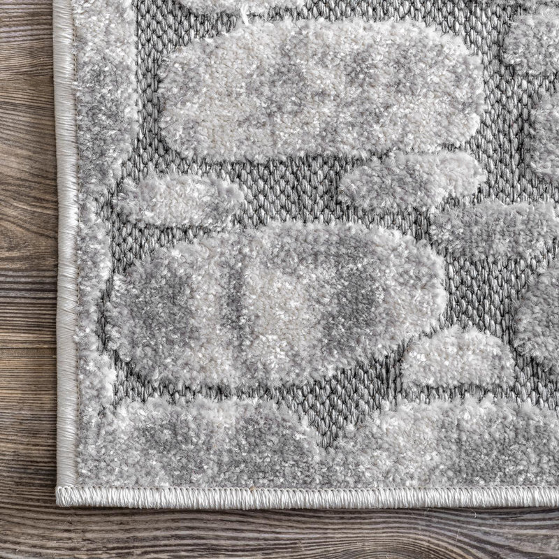 Tapis d'intérieur / extérieur gris Khloe, Rectangle 4 pi x 6 pi