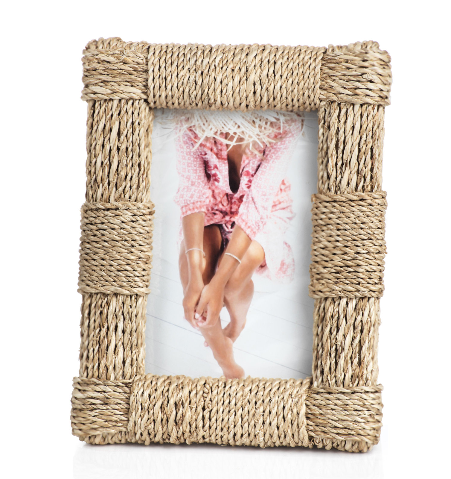 Hamburg Beige Abaca Picture Frame, 4" x 6"