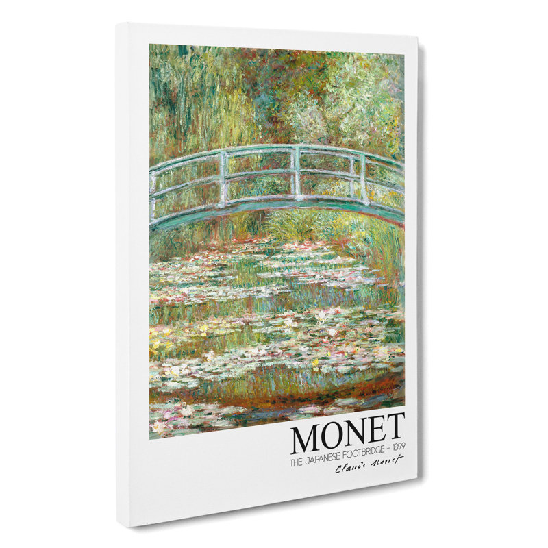 Japanese Footbridge With Border by Claude Monet - Wrapped Canvas Painting, 50cm H x 35cm W x 3cm D